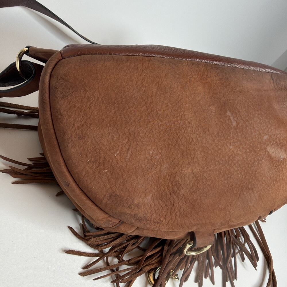 Rebecca Minkoff Julian Fringe Leather Backpack Brown | Boho Festival Bag - Picture 10 of 16